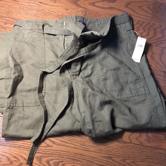Gap green linen long pants with belt - Picture 1 of 4